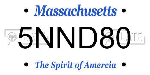 5NND80 Massachusetts License Plate