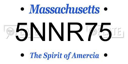 5NNR75 Massachusetts License Plate