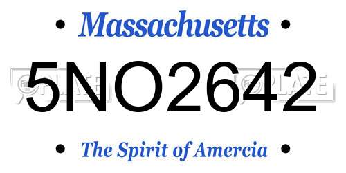 5NO2642 Massachusetts License Plate
