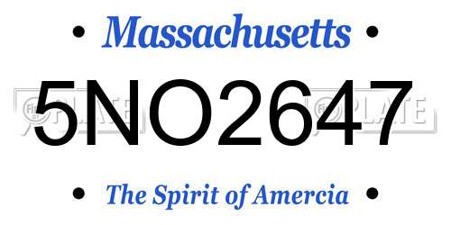 5NO2647 Massachusetts License Plate