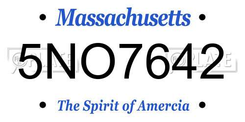 5NO7642 Massachusetts License Plate