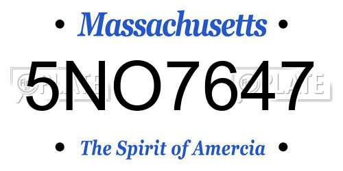 5NO7647 Massachusetts License Plate