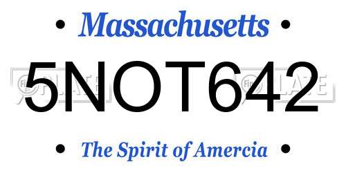 5NOT642 Massachusetts License Plate