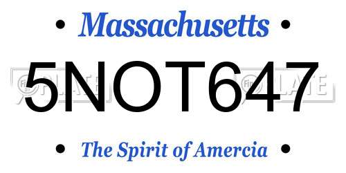 5NOT647 Massachusetts License Plate