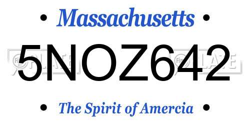 5NOZ642 Massachusetts License Plate