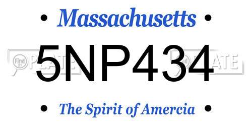 5NP434 Massachusetts License Plate