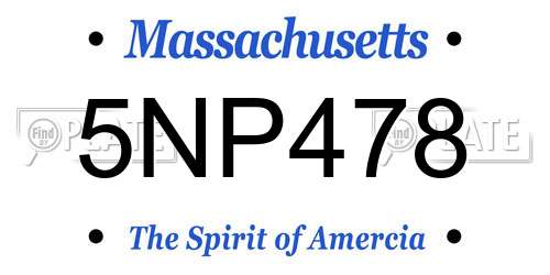 5NP478 Massachusetts License Plate