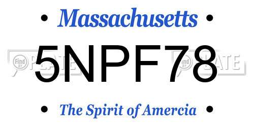 5NPF78 Massachusetts License Plate