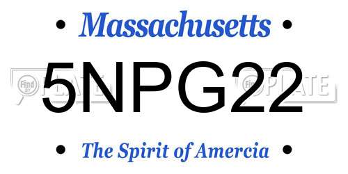5NPG22 Massachusetts License Plate