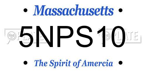 5NPS10 Massachusetts License Plate