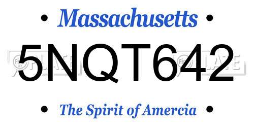 5NQT642 Massachusetts License Plate