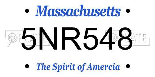5NR548 Massachusetts License Plate