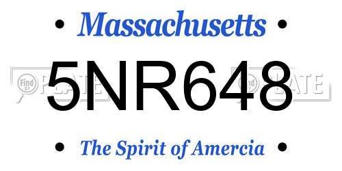 5NR648 Massachusetts License Plate