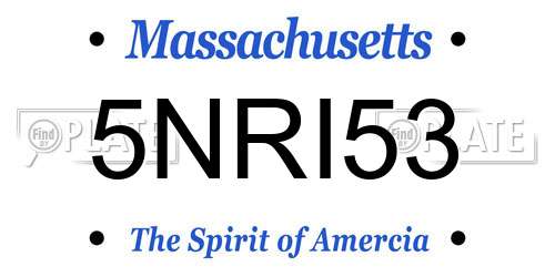 5NRI53 Massachusetts License Plate