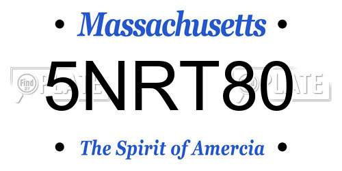 5NRT80 Massachusetts License Plate