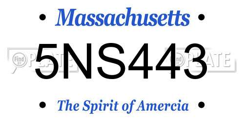 5NS443 Massachusetts License Plate
