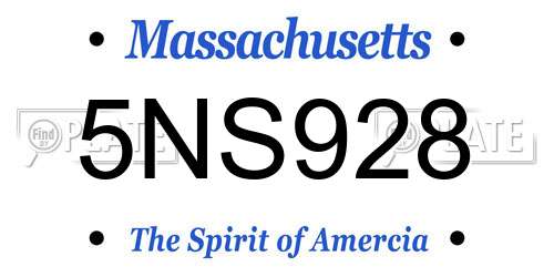 5NS928 Massachusetts License Plate