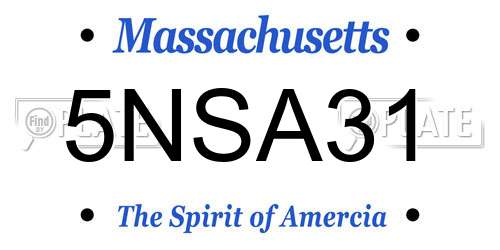 5NSA31 Massachusetts License Plate