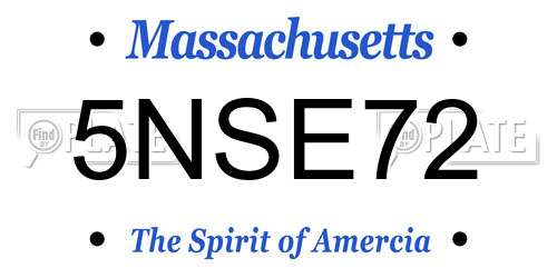 5NSE72 Massachusetts License Plate