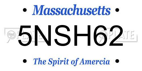 5NSH62 Massachusetts License Plate