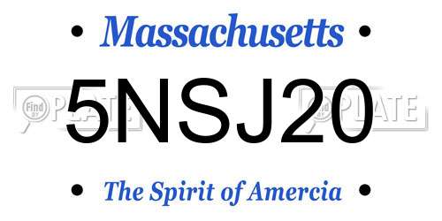 5NSJ20 Massachusetts License Plate