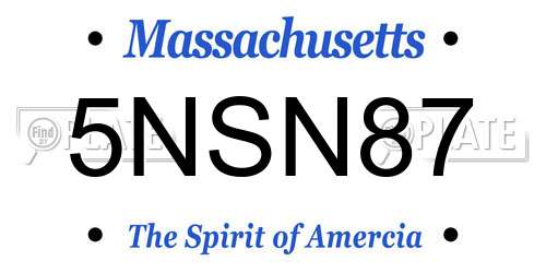 5NSN87 Massachusetts License Plate