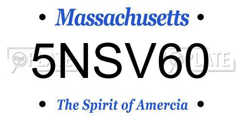 5NSV60 Massachusetts License Plate