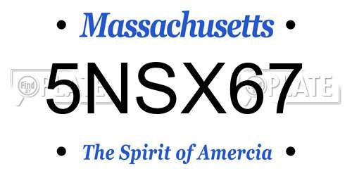 5NSX67 Massachusetts License Plate