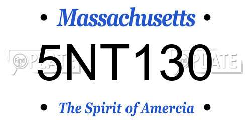 5NT130 Massachusetts License Plate