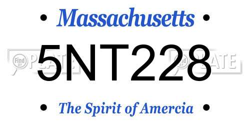 5NT228 Massachusetts License Plate