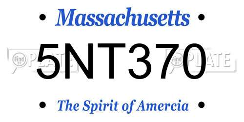 5NT370 Massachusetts License Plate