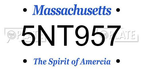5NT957 Massachusetts License Plate