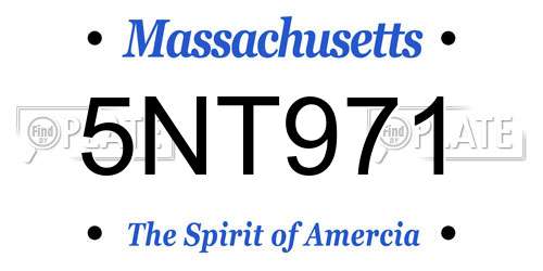 5NT971 Massachusetts License Plate