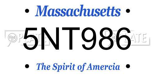 5NT986 Massachusetts License Plate