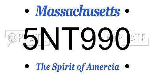 5NT990 Massachusetts License Plate