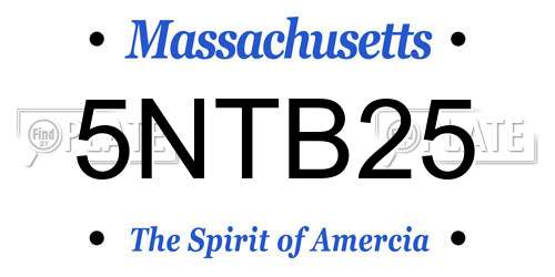 5NTB25 Massachusetts License Plate
