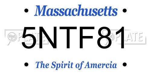 5NTF81 Massachusetts License Plate