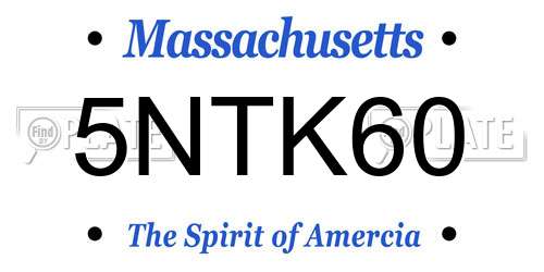 5NTK60 Massachusetts License Plate
