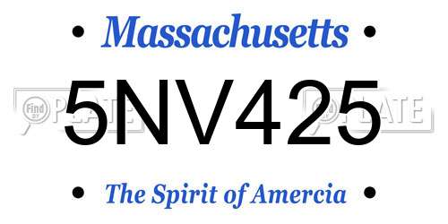 5NV425 Massachusetts License Plate