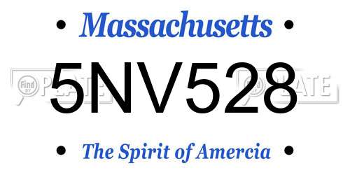 5NV528 Massachusetts License Plate