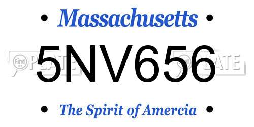 5NV656 Massachusetts License Plate