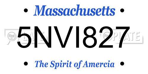 5NVI827 Massachusetts License Plate