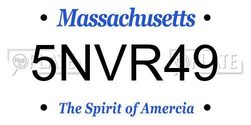 5NVR49 Massachusetts License Plate