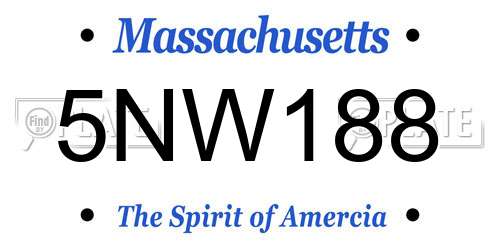 5NW188 Massachusetts License Plate