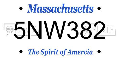 5NW382 Massachusetts License Plate
