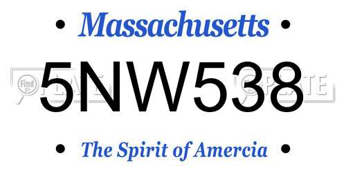 5NW538 Massachusetts License Plate