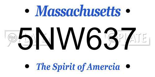 5NW637 Massachusetts License Plate