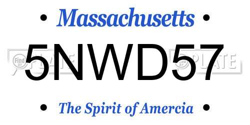 5NWD57 Massachusetts License Plate