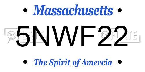5NWF22 Massachusetts License Plate