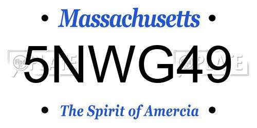 5NWG49 Massachusetts License Plate